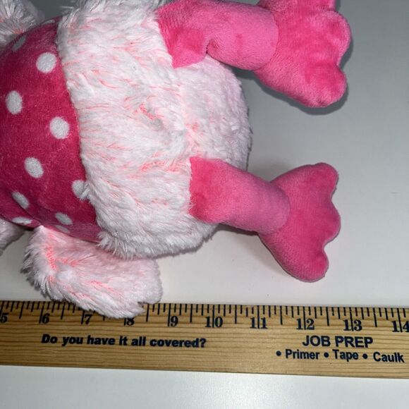 Gitzy Pink Duck Plush Stuffed Animal Baby Toy White Polka Dots Rattle Duckie 13” - Picture 8 of 8